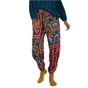 ANTHROPOLOGIE velvet floral pull on pant | XS